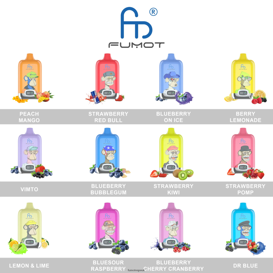 Fumot Digital Box 12000 Disposable Vape Pod - 20ML (1 Piece) N2LF8N117 - Fumot Vape Price Blueberry Bubblegum