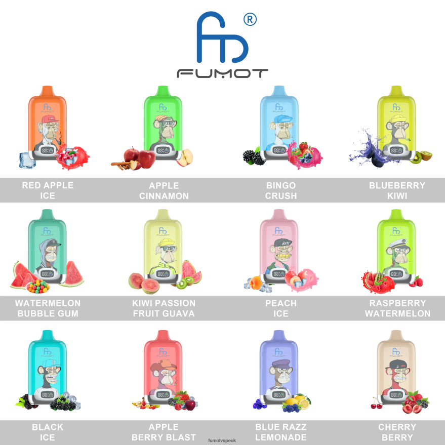 Fumot Digital Box 12000 Disposable Vape Pod - 20ML (1 Piece) N2LF8N124 - Fumot Vape Shop Cherry Berry