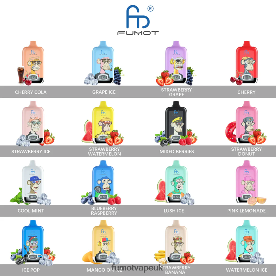 Fumot Digital Box Disposable Vape Pod 12000 - 20ML (1 Piece) N2LF8N150 - Fumot Vape Flavors Strawberry Kiwi