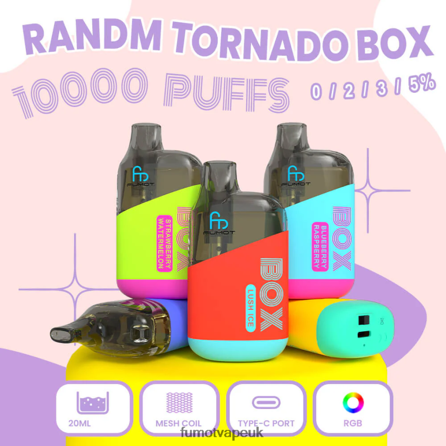 Fumot Tornado Box 10000 Disposable Vape Pod - 20ML (1 Piece) N2LF8N349 - Fumot Vape Online Shop Strawberry Watermelon