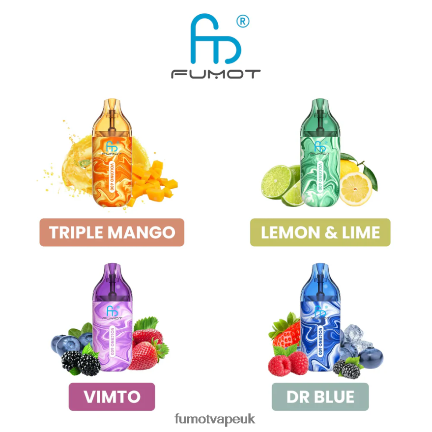 Fumot Volcano 600 TPD-Compliant Disposable Vape - 2ML (3 Pieces Set) N2LF8N290 - Fumot Vape Flavors Lemon & Lime