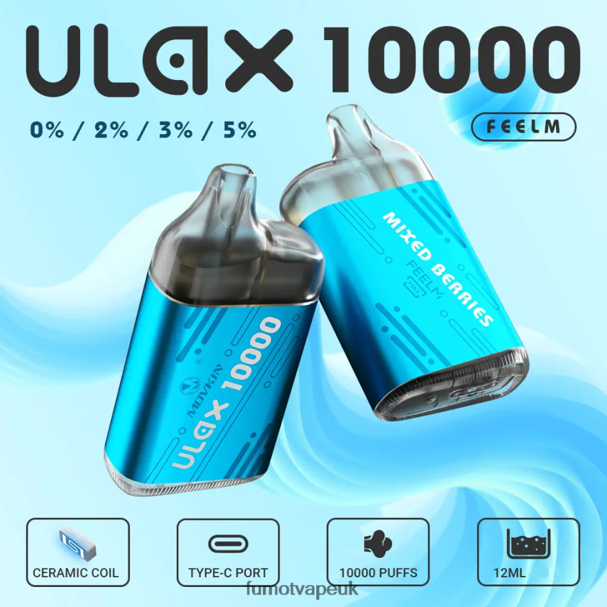 Fumot Movkin Ulax 10000 Disposable Vape Pod - 12ML (1 Piece) N2LF8N305 - Fumot Discount Code Blueberry On Ice