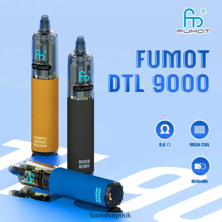 Fumot DTL Disposable Vape Pen 9000- 18ML (1 Piece) N2LF8N370 - Fumot Vape Flavors Blueberry Raspberry