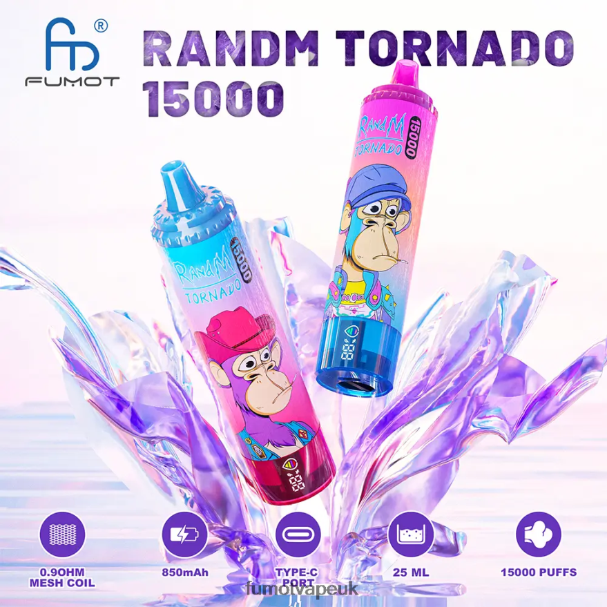 Fumot Tornado 15000 Disposable Vape - 25ML (1 Piece) N2LF8N181 - Fumot Vape UK Sour Apple
