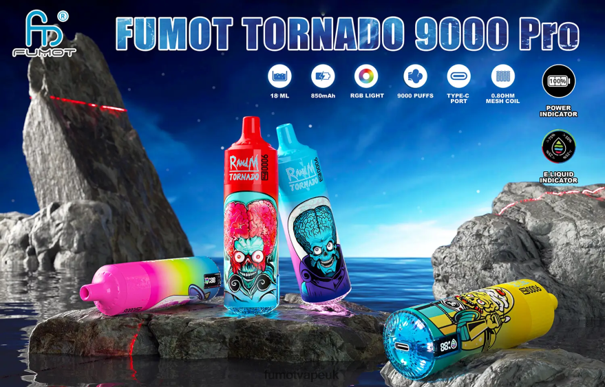 Fumot Tornado 1 Piece 9000 Pro 18ML Disposable Vape N2LF8N221 - Fumot Vape UK Lush Ice