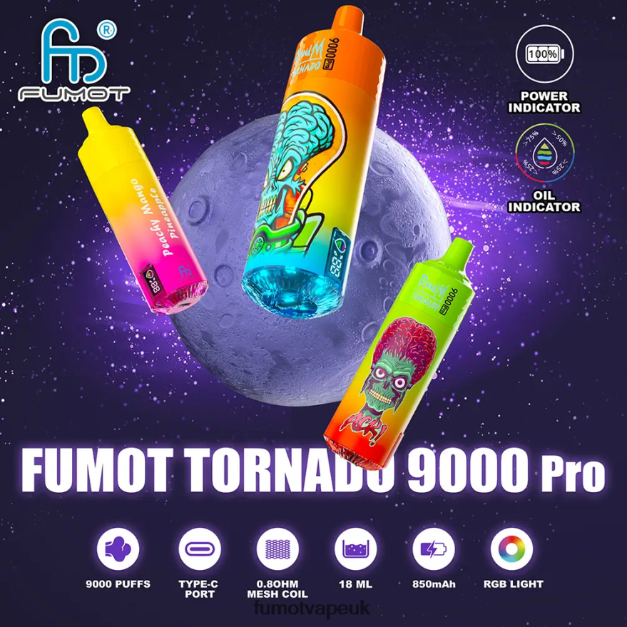 Fumot Tornado 1 Piece 9000 Pro 18ML Disposable Vape N2LF8N229 - Fumot Vape Online Shop Sour Candy