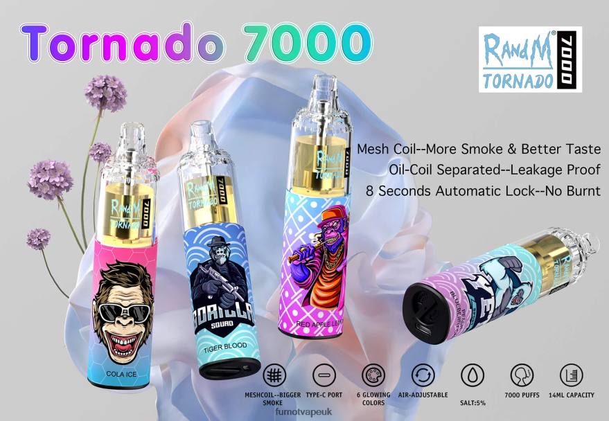Fumot Tornado 7000 Disposable Vape Pen - 14ML (1 Piece) N2LF8N70 - Fumot Vape Flavors Cherry