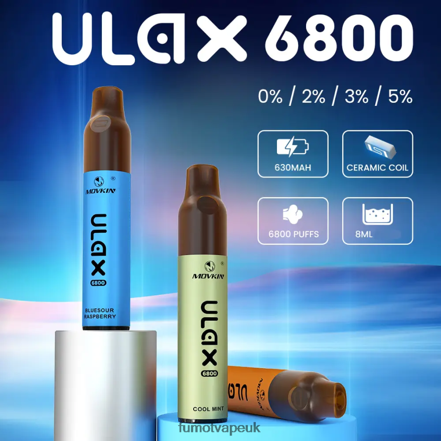 Fumot Movkin Ulax 6800 Disposable Vape, Ceramic Coil - 8ML (1 Piece) N2LF8N320 - Fumot Vape Flavors Bluesour Raspberry