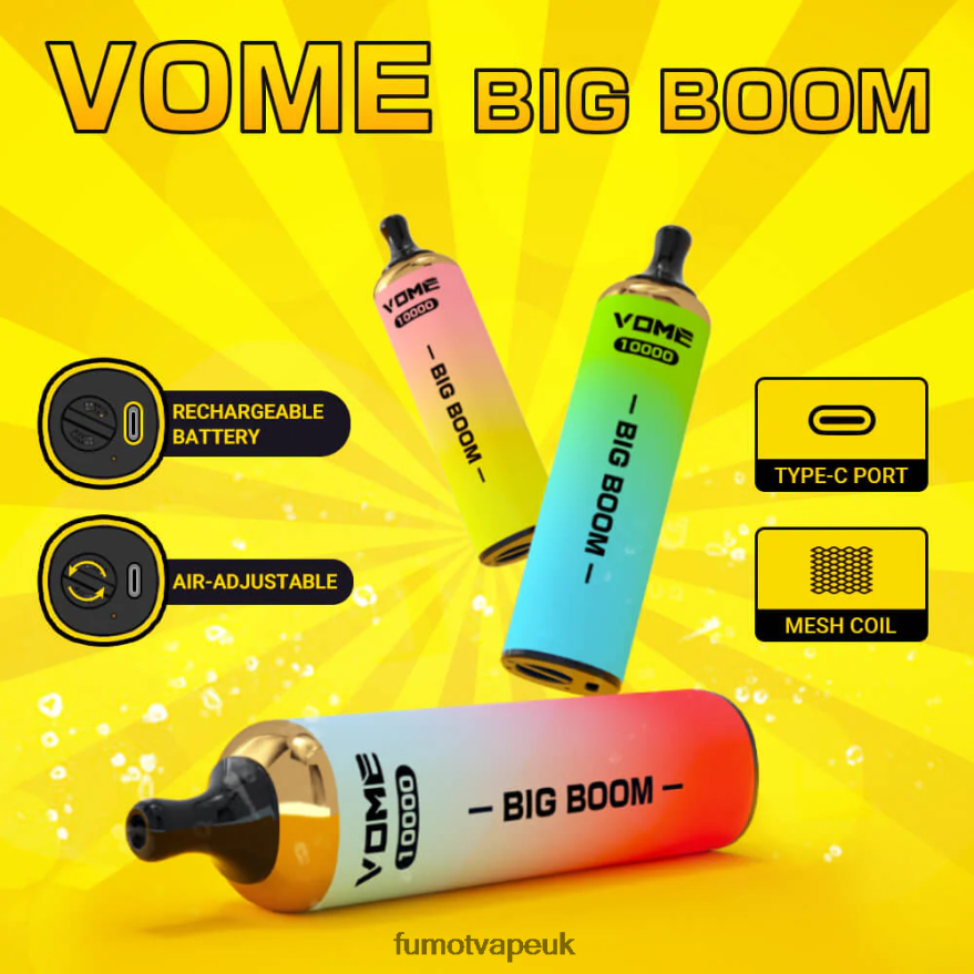 Fumot Vome Big Boom Disposable Vape Pen 10000 - 20ML (1 Piece) N2LF8N441 - Fumot Vape UK Blue Razz Ice
